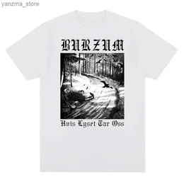 Kadınlar T-Shirt Vintage Metal Band Burzums Albüm Kapağı Baskı Müzik T Shirt Erkek Kadın Moda Günlük Kısa Slve Plus Tişört Tişört Unisex Y240420