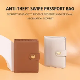 Держатели корейская сумка для карт девочек Love Slim Passport Holder Tavel Walls RFID Antif Theft Pen Clip File Bag Хранение PU Держатель для женщин