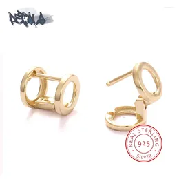 Orecchini per borchie 925 Orero d'argento per donne squisite coppie oro 18K classiche a forma cilindrica uomo linea gioielli coreani