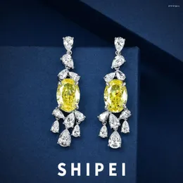 Dangle Earrings SHIPEI Luxury 925 Sterling Silver Oval 4CT Yellow Sapphire Pink Gemstone Fine Jewelry Pear Wholesale