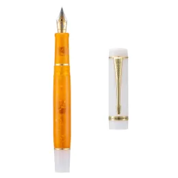 Pennor Kaigelu 316 Mini Celluloid Fountain Pen, vacker orange vit iridium EF/F NIB Writing Ink Pen for Office Business School Home