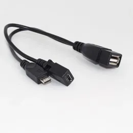 2024 1pc 2 In 1 OTG Mikro USB Ana Bilgisayar Güç Y Sıvı -Ayrıştırıcı OTG Mikro USB Splitter için Mikro 5 Pin Erkek Kadın Kablosu