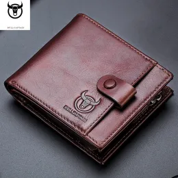 Wallets Bullcaptain Genuine Leather Men Short Wallet Casual Business Clutch Macho Coin Burse Hasp Zipper Hotor Dinheiro Clipe JYB025