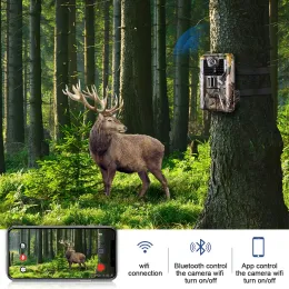 Камеры приложение Wi -Fi Bluetooth Control Trail Camera Live Show 30mp 4k Hunting Cameras Wifi900pro Night Vision.