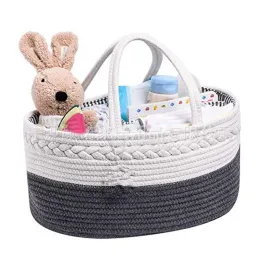 Caddies Baby Windel Caddy Organizer Tragbarer Aufbewahrungsbox 100% Baumwollseil Baby Zimmer Windel Aufbewahrungskorb Nasses Wischspielzeugspeicher