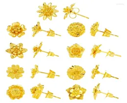 Bolzenohrringe 2022 Charm Authentic Pure 24 Karat Gelbgold Blumenform für Frauen täglich tragen Ohrring Juwely6938893