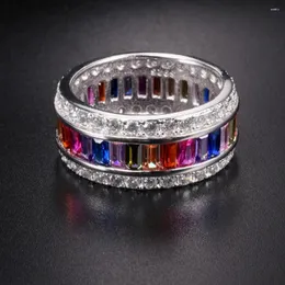 Clusterringe Eternal Sapphire Ruby Peridot Kunzite Topaz 925 Sterling Silber Engagement Hochzeit für Frauen Größe 5 6 7 8 9 10