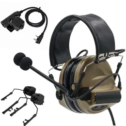 Acessórios fone de ouvido tático COMTAC II Airsoft Redução de ruído de ruído Hunting Headset + Tático U94 PTT + Adaptador de trilho de arco tático