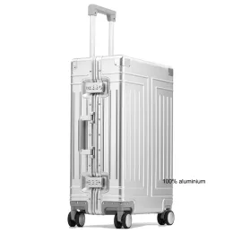 Luggage Carrylove 20"24"26"29" Inch Aluminum Trolley Suitcase Waterproof Metallic Cabin Lage Trolly Bag with Wheels