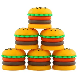 Yapışmaz balmumu kapları hamburger şekilli silikon kutu 5ml silikon konteyner gıda sınıfı kavanozlar dab alet depolama kavanozu bho karma yağ tutucusu ll