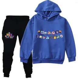 Set di abbigliamento gioco blox frutti con cappuccio con cappuccio per bambini a maniche lunghe pantaloni 2pcs si adattano ragazzi a abbigliamento sportivo per bambini