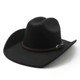 Western Cowboy Şapkası Binicilik Şapkası, Kahverengi Kemer, Fedora Şapkası, Erkekler ve Kadınlar İçin Keçe Şapkası