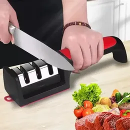 Ny 2024 Handhållen multifunktionell 3-segment Fast Sharpener STABLE Anti Slip Kitchen Knifer Gummihandtag Integrerad Spacenerfor för kök