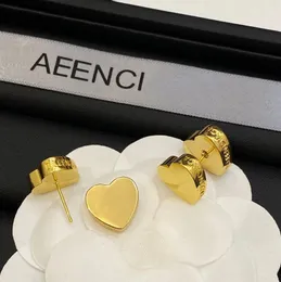 Luxury Designer Double Love Heart Earring Stud Simple Elegant Brass Earrings 18K Gold Plated High Quality Jewelry for Women Lady Bride Party Wedding Lovers Gift