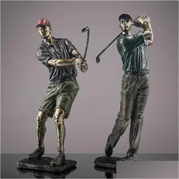 Decorative Objects Figurines Simple Golf Sports Figure Resin Crafts Creative Living Room Home Study Desk Decoration Ornaments Deco Dhyvf