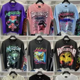 Hellstar Men's Shirt Hellstar Designer T-Shirt T-Shirt Women's T-Shirt Graphic T-Shirt Clothes Fashionable Washed Fabric Street Graffiti Lettering Foil Men's Plus Size