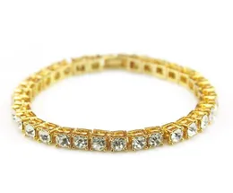 Hip Hop Rhinestones Bracelet Gold Plate Bling Bling 1 Row Iced Out CZ Diamond Link Bracelets Top Andustm