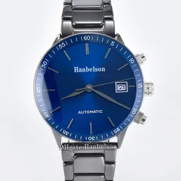 Automatyczni mężczyźni Watch Blue Japan 8215 ruch mechaniczny 40 mm zegar cała stalowa metalowa pasek przezroczystą tylną powierzchnię szafirową