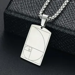 Pendant Necklaces Metal Tag Golden Section Charm Necklace Fibonacci Sequence Spiral Geometric Math StyleJewelry For Men Women Party Gifts