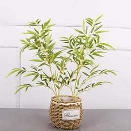 Wholesale 90cm Large Artificial Bamboo Leaves Fake Branches Simulated Green Plants for Home Garden Office Decoration 240407