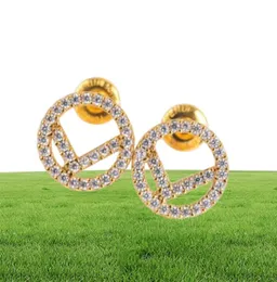 Women Gold Hoop Earrings Designers Diamond Stud أقراط F حلق المصمم المجوهرات للسيدة عشاق حفلات الزفاف 925 Silver NICE 1504322