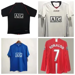 Top 2008 Manchester Final Moscow Ronaldo Retro Jerseys Classic Vintage 08 09 Scholes Vidic Soccer Jersey Roone