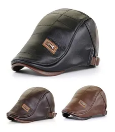 Leather Newsboy Cap Men Gorras Planas bill Visor Hat Winter Dad Father Autumn Warm Flat Caps Vintage Man Boinas Gatsby Hats4460442