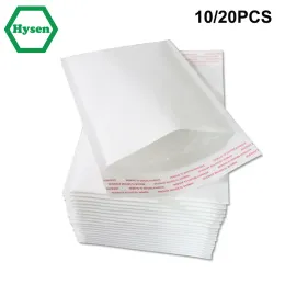 Sacos 10/20pcs kraft bolhas malandades acolchoados para envio de remessa embalagem kraft papel de almofada envelopes saco de bolhas brancas