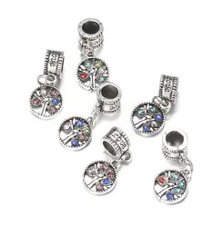 100pcslot 10mm Silver Alloy Beads Tree Shape Bead Crystal Pendant for DIY Big Hole Metal Charm Beads Fit For Bracelet making Part2495603