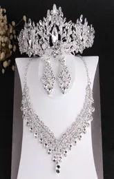 Baroque Luxury Crystal Beads المجوهرات الزفاف مجموعات Tiaras Crown Necklace Acclace Beads African Jewelry Set 2106192507889