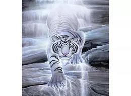 Water White Tiger Full Drill DIY Mosaic Needlework Diamond Painting Embroidery Cross Stitch Craft Kit Wall Home Hanging Decor9172215