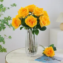 Dekoratif Çiçekler 7 PC Tek Şube Nemlendirici Gerçek Touch Gül Yapay Çiçek Ev Ekran Dekorasyon Mariage Sahte Flore Çelenk