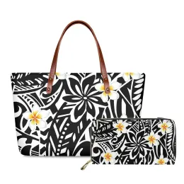 Bags Hycool Casual Travel Bags Set Polynesian Tribal Hawaii Flower Print Custom Brand Bags Cheap Large Big Women's Travel Bags