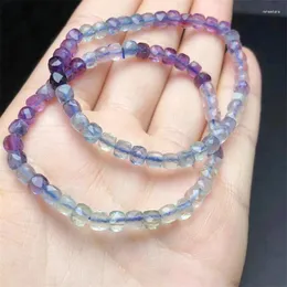 Braccialetti Link Natural Colorful Florite Cube Bracciale Healing Fashion Reiki Crystal Jewelry for Men Women Birtion