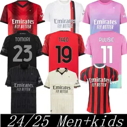 24 25 Maglia Milan Giroud Rafa Leao Pulisic 4th Soccer Jersey Kid Kit 2023 2024 Home Away 3rd Football Shirts Calcio Maillot Tomori Theo Pleasures 4番目のAC