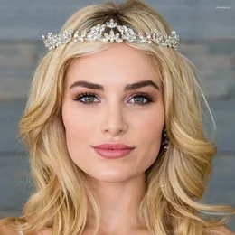 Clipes de cabelo Stonefans Luxury Bridal Crown Leaf Band Band Tiara Acessórios 2024 ZICICON PAB HAIRBAND CABELHO PROM PROM PROM JOENS