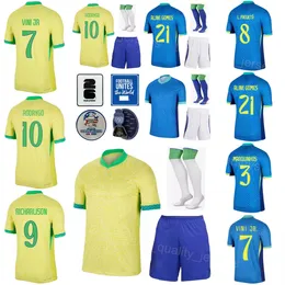 Koszulki piłkarskie Brasil 2024 Copa America 2 Danilo 10 Neymar Jr 13 Dani Alves 9 Jesus 18 Antony 1 Alisson 15 Joao Gomes 14 Zestawy koszulowe drużyny narodowej Bruno 6