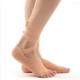 Bühnenbekleidung Fersenschutz professioneller Ballett Tanz fünf Zehen Socken Skidproofes Bauchfuß -Tanga -Zehenpad Yoga -Strümpfe 1Pair