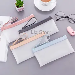 Girls Pencil Wholesale Students School Boys Transparent Cosmetic Bag Frosted Clear Zipper Pen Case Handhold Stationery Storage Bags Th0852 s