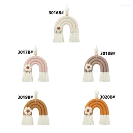 Figurine decorative L69A 3 linee Macrame Rainbow Wall Applendce Colorato giocattolo per Boho Decorazioni per la casa Baby Shower Nursery Dorm Room