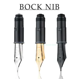 Pennor tyska # 6 Bock Fountain Pen NiB DEL Original Importerad EF/F/M/B Size SPART NIB, Black/Golden/Silver