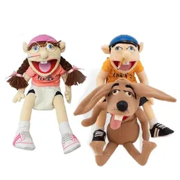 60 cm grande Jeffy Puppet Pluxus Hat Game Toy Boy Girl Cartoon Feebee Hand Puppet Plushie Doll Talk Show Party Props Presente de Natal 240415