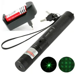 النطاقات القوية Green LaserPointer 303 High Strong Green Laser Torch 10000m Green Dot Device Focus القابلة للتعديل للصيد للتخييم