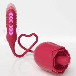 Rosetoy dildo tryckande vibrator för kvinnor ägg klitoris sucker stimulator tunga slickar vuxna varor suger sex leksaker kvinnlig 240412