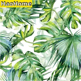Tropische Palmblattschale und Stick Tapete Grüne Selfadhäsive vorgezogene verdickte wasserdichte Wandgemälde für Dekor 240415