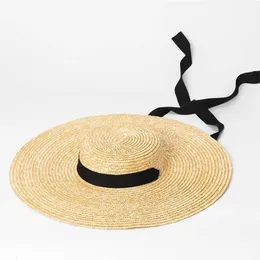 Bred Brim Straw Hat For Women Summer Woven Sunhat Overdimensionerade Brim Beach Hat Holiday Children Summer Casual Sun Visor Caps 240412