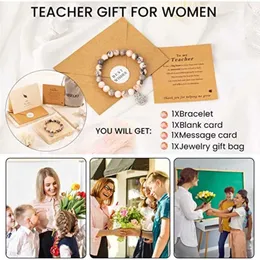 Bracelets Charm Natural Stone Teacher Bracelet Gifts for Women Thank Meaningful Gift Message Car Rg4t