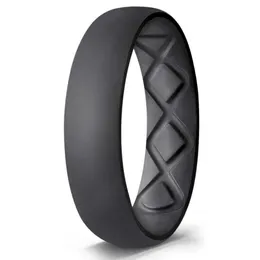 Inner Arc Ergonomic Breathable Design, Silicone Rings for Women with Half Sizes, Women's Silicone Wedding Band, 6mm Wide - 2mm Thick