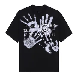 24sss paris número mãos impressão de camisetas de tamanho grande camiseta de designer primavera verão verão moda skateboard masculino tshirt 0420