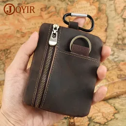 Purses JOYIR Genuine Leather Coin Purse With Keychain Change Pouch Card Holder for Men Women Outdoor Running Sports Mini Storage Bag